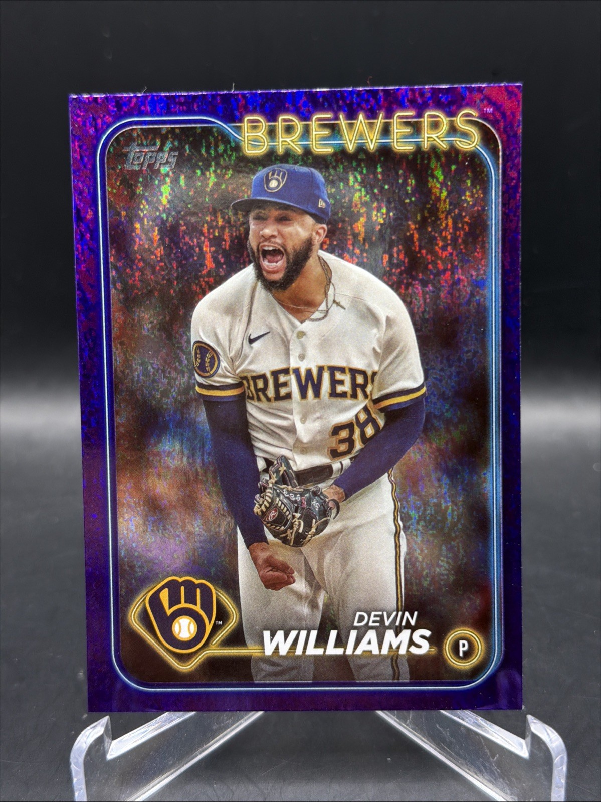 Devin Williams 2024 Topps Series 1 Purple Foil 037/799 #135 – Brewers