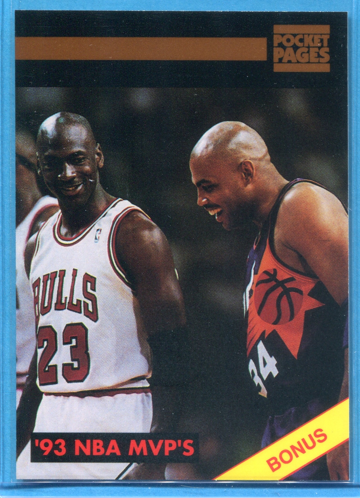 MICHAEL JORDAN – CHARLES BARKLEY ~ 1993 Pocket Pages Bonus Basketball Card #BC3