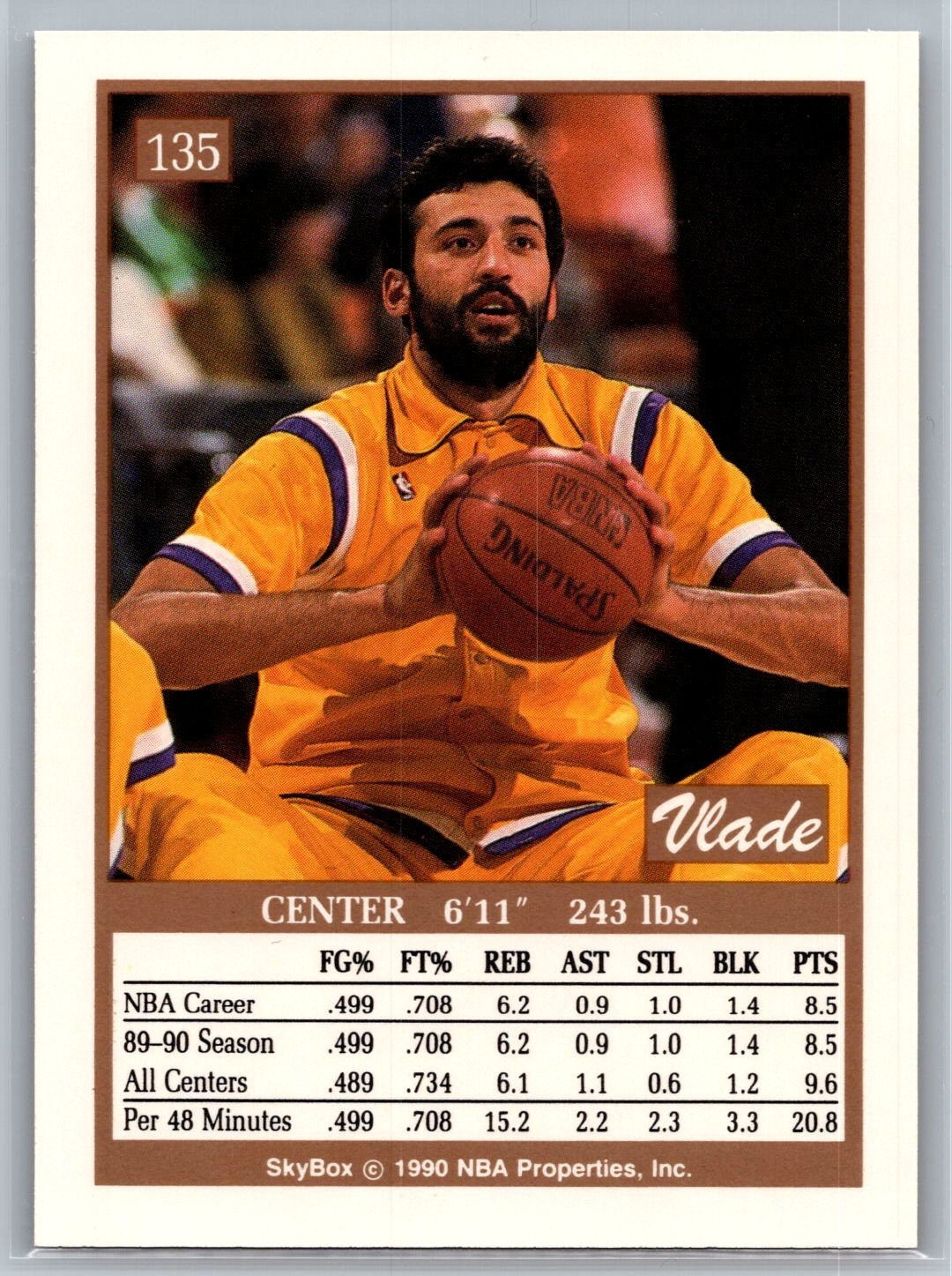 1990-91 Skybox #135 Vlade Divac RC Los Angeles Lakers