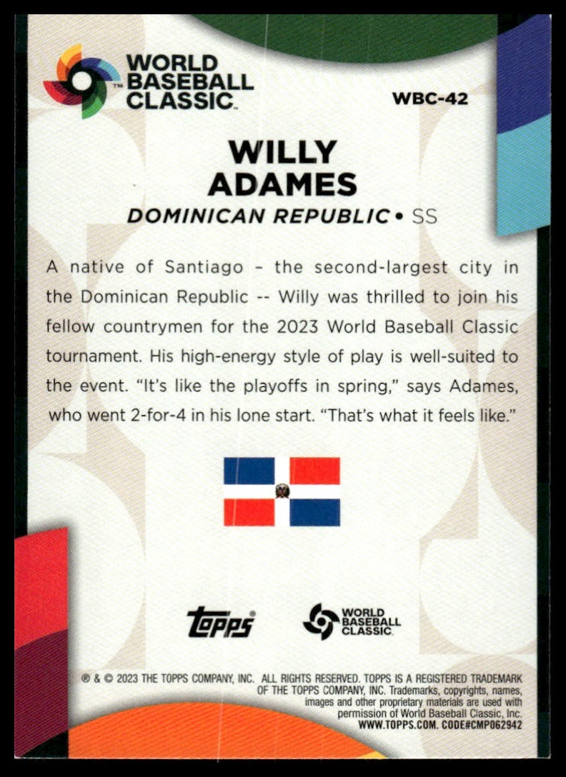2023 Topps #WBC-42 Willy Adames 2023 World Baseball Classic Stars