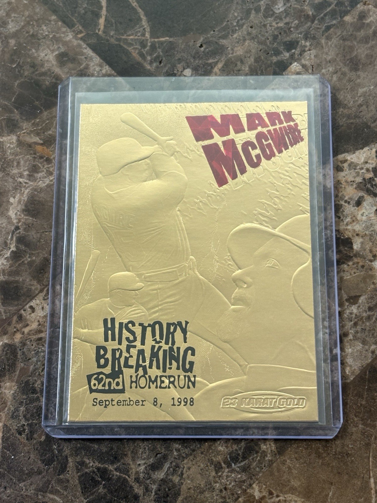 1998 Bleachers 23KT Gold Card Mark McGwire History Breaking 62nd HR /14000