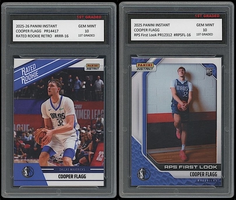 Cooper Flagg 2025 Panini Instant NBA Rated Retro/RPS 2 Rookie Card 1st Graded 10