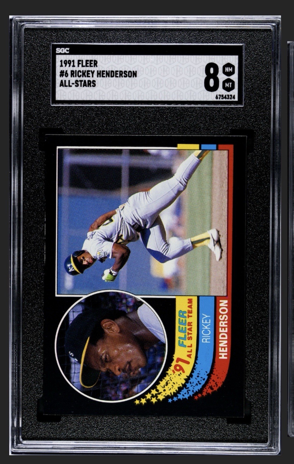 Fleer 1991 All-Stars Rickey Henderson #6 Oakland Athletics SGC 8 Graded