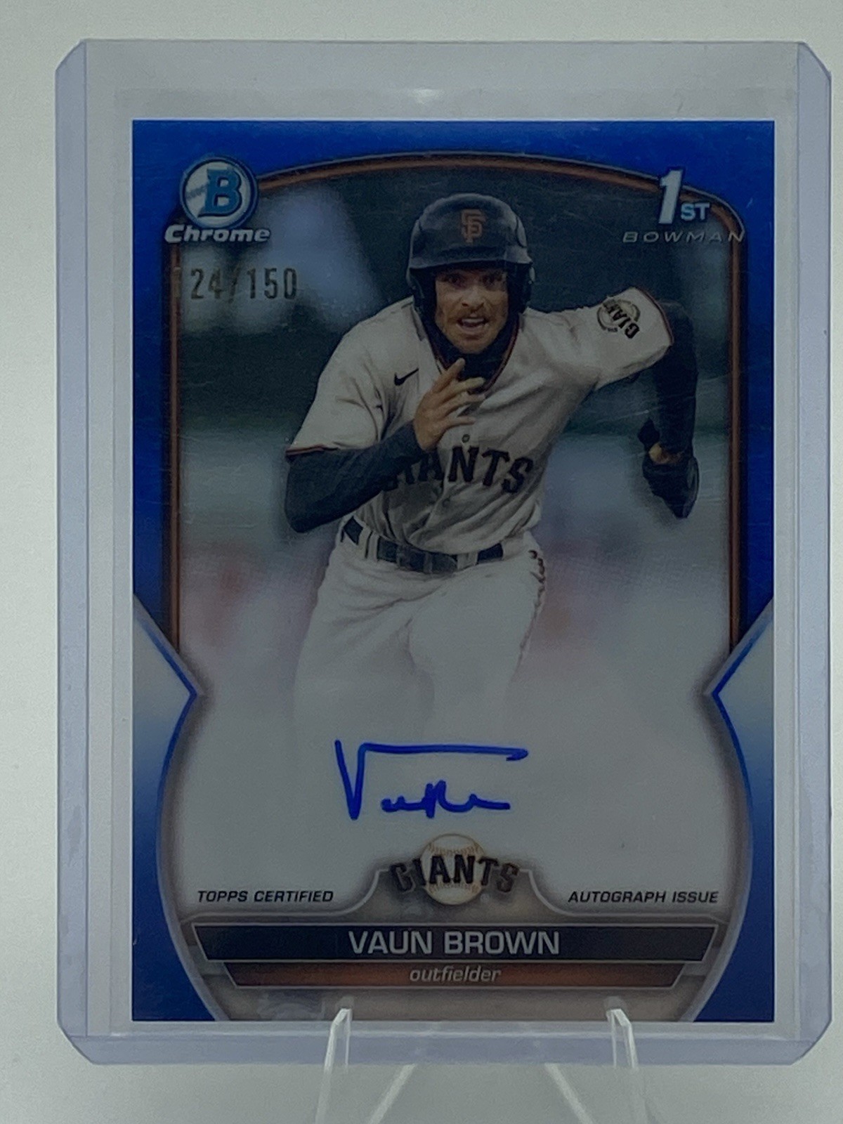 Vaun Brown 2023 Bowman Chrome /150 Auto True Blue Refractor 1st Bowman