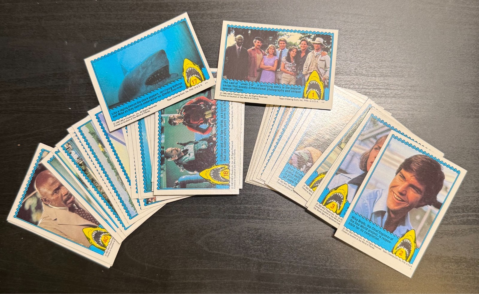 1983 Topps Jaws 3-D Movie Trading Cards Complete Set 1-44