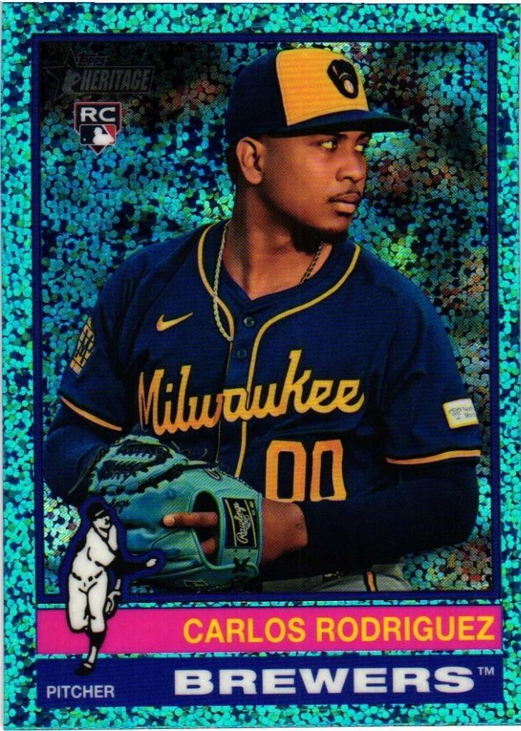 2025 Topps Heritage Light Blue Sparkles – Carlos Rodriguez (#452) Brewers