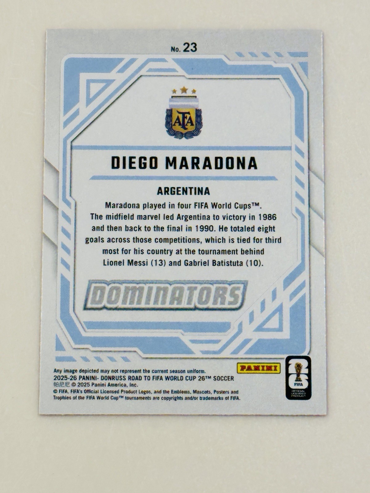 2025-26 Panini Donruss Road to Fifa World Cup – Dominators Diego Maradona #23…