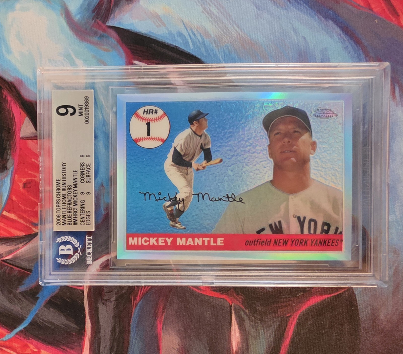 Mickey Mantle 2006 Topps Chrome Home Run History Blue Refractor /100 #MHRC1