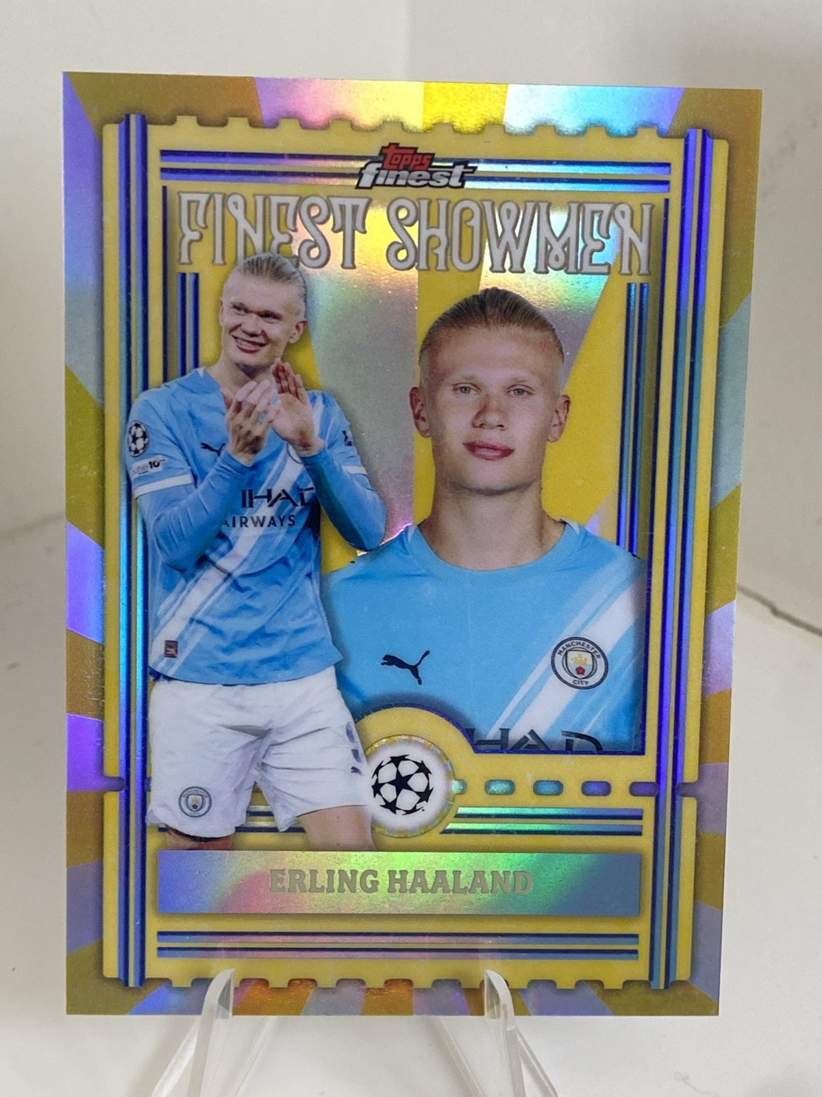Erling Haaland 2025 Topps Finest UEFA CC Finest Showmen Refractor #FS-25