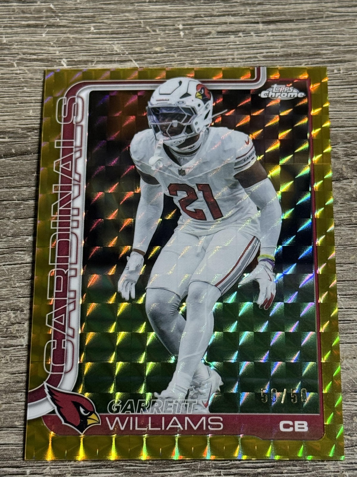 2025 Topps Chrome #6 Garrett Williams Gold Geometric Refractor #/50