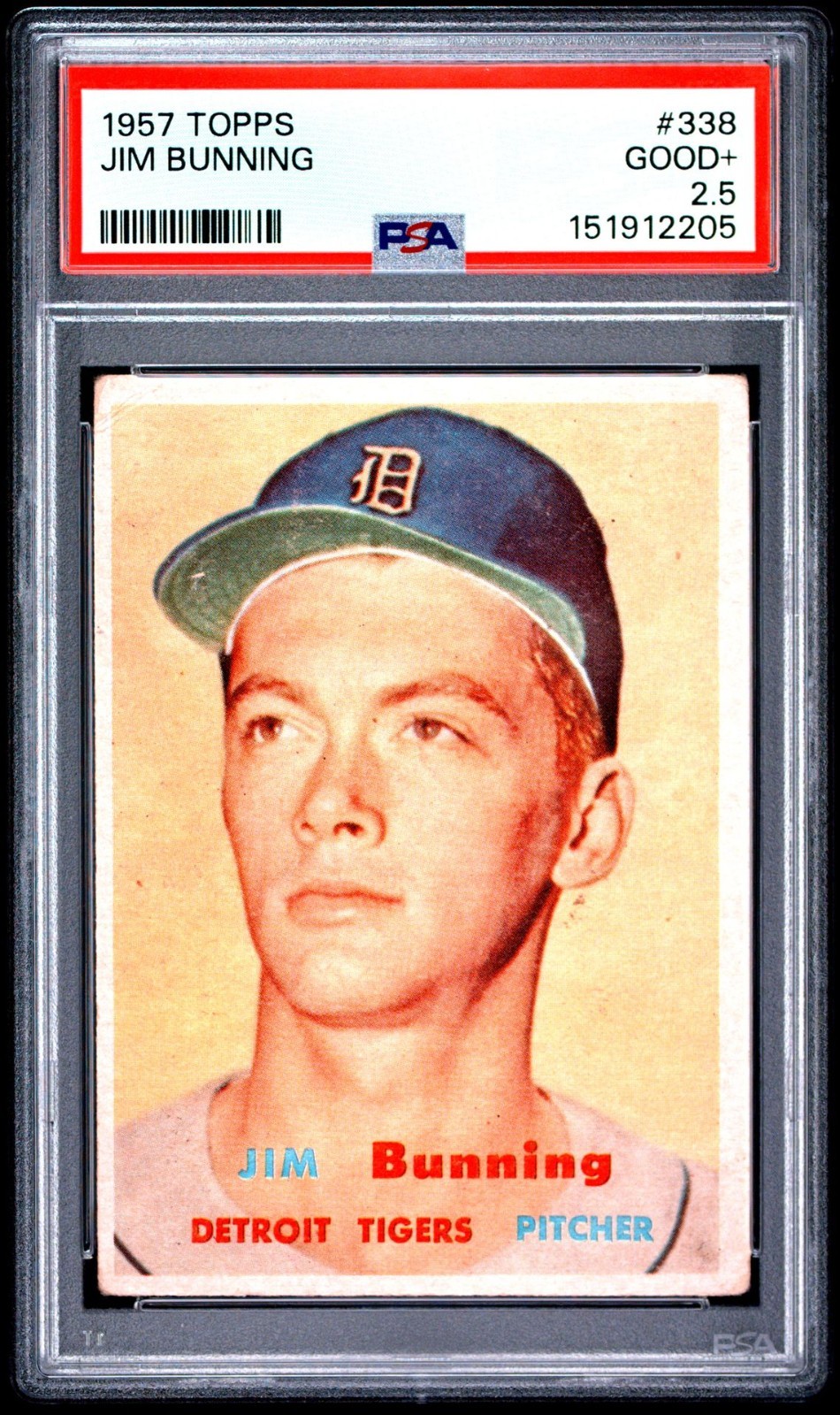 1957 Topps ROOKIE Jim Bunning PSA 2.5 #338 New Grade Detroit Tigers GABCards