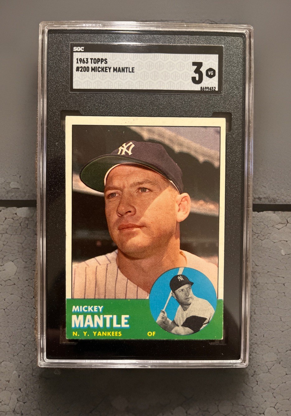 ⬛️🔥Mickey Mantle🔥⬛️ 1963 Topps #200 SGC 3 Vintage HOF CENTERED Yankees