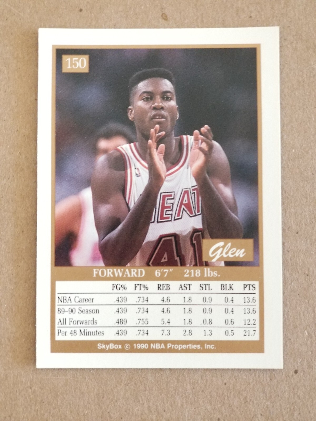 1990-91 Skybox Glen Rice Rookie #150 Miami Heat