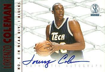 Lorenzo Coleman autographed Basketball Card (Tennessee Tech) 1997 Score Board