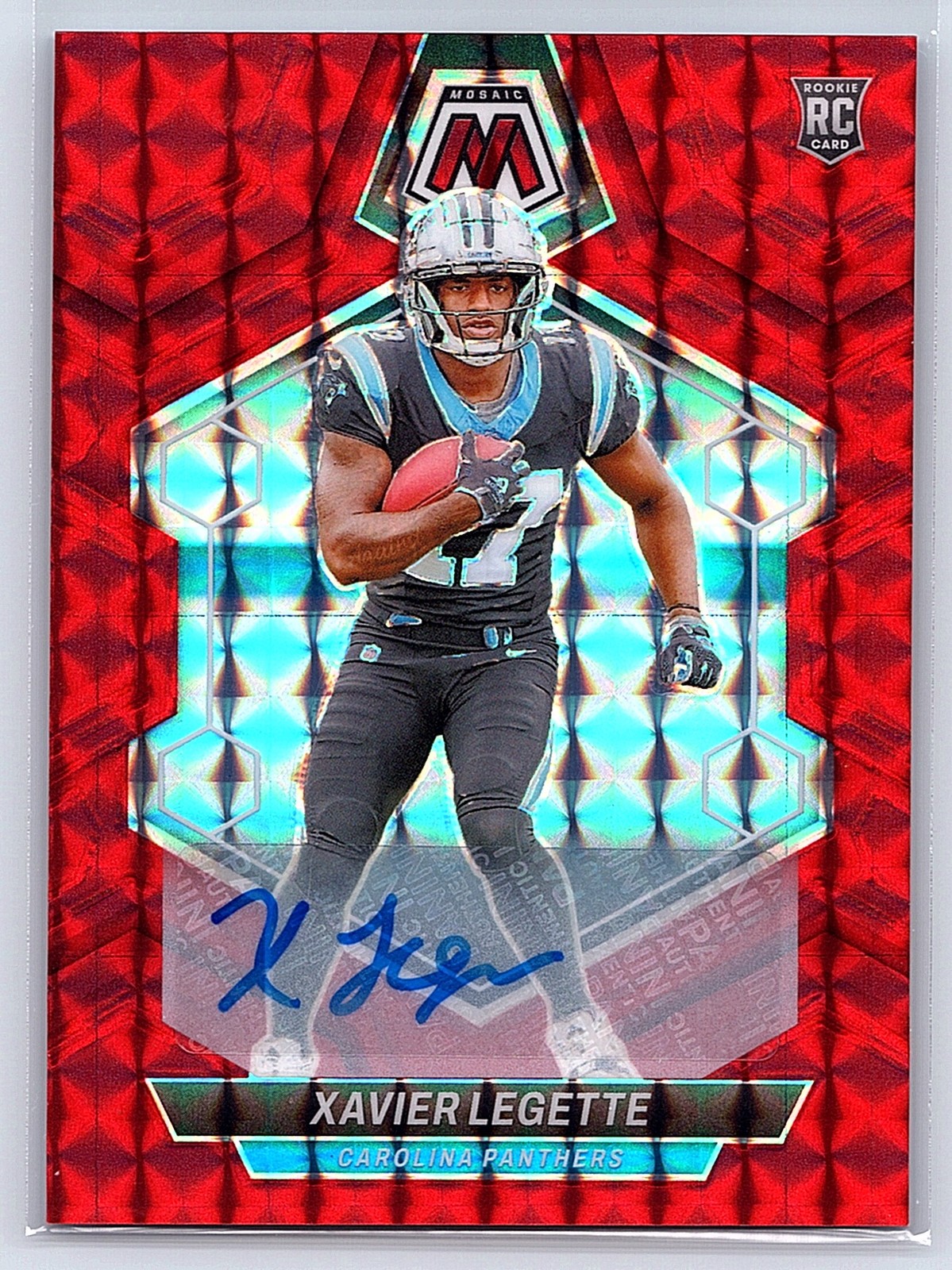 2024 Panini Mosaic #332 Xavier Legette Rookie Autographs Mosaic Red #/199