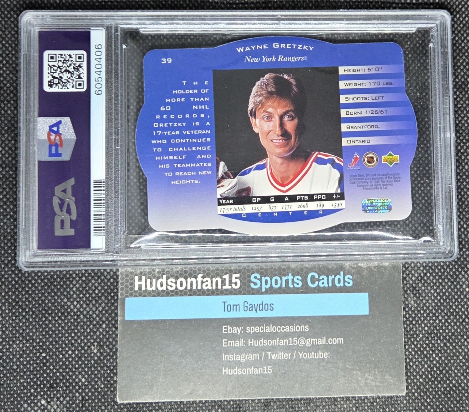 Wayne Gretzky 1996-97 Upper Deck SPx Die-Cut #39 PSA 8 NM-MT New York Rangers