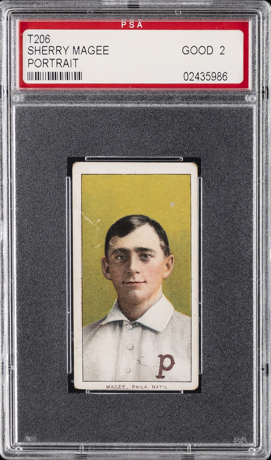 1909-11 T206 UNKNOWN BACK PORTRAIT SHERRY MAGEE PSA 2