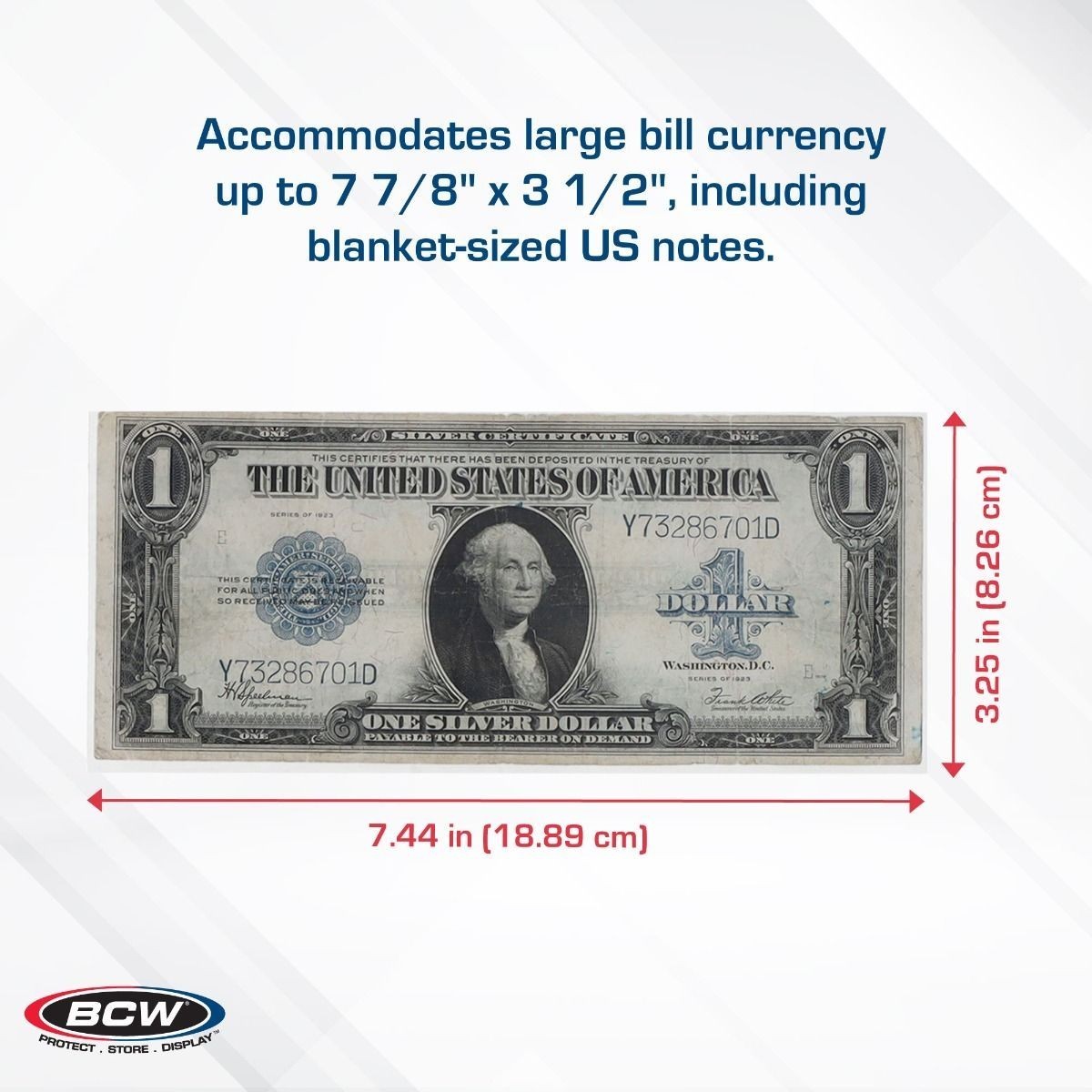 NEW ( 75 ct) BCW Currency Sleeve & Toploader- Large Bill- Combo Pack