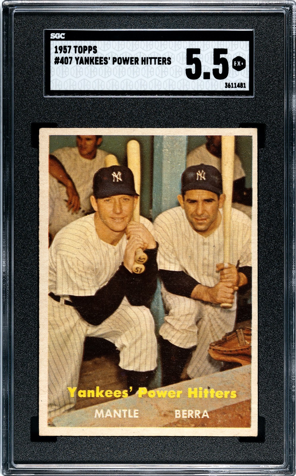 Mickey Mantle & Yogi Berra 1957 Topps #407 Yankees Power Hitters SGC 5.5 *SHARP*