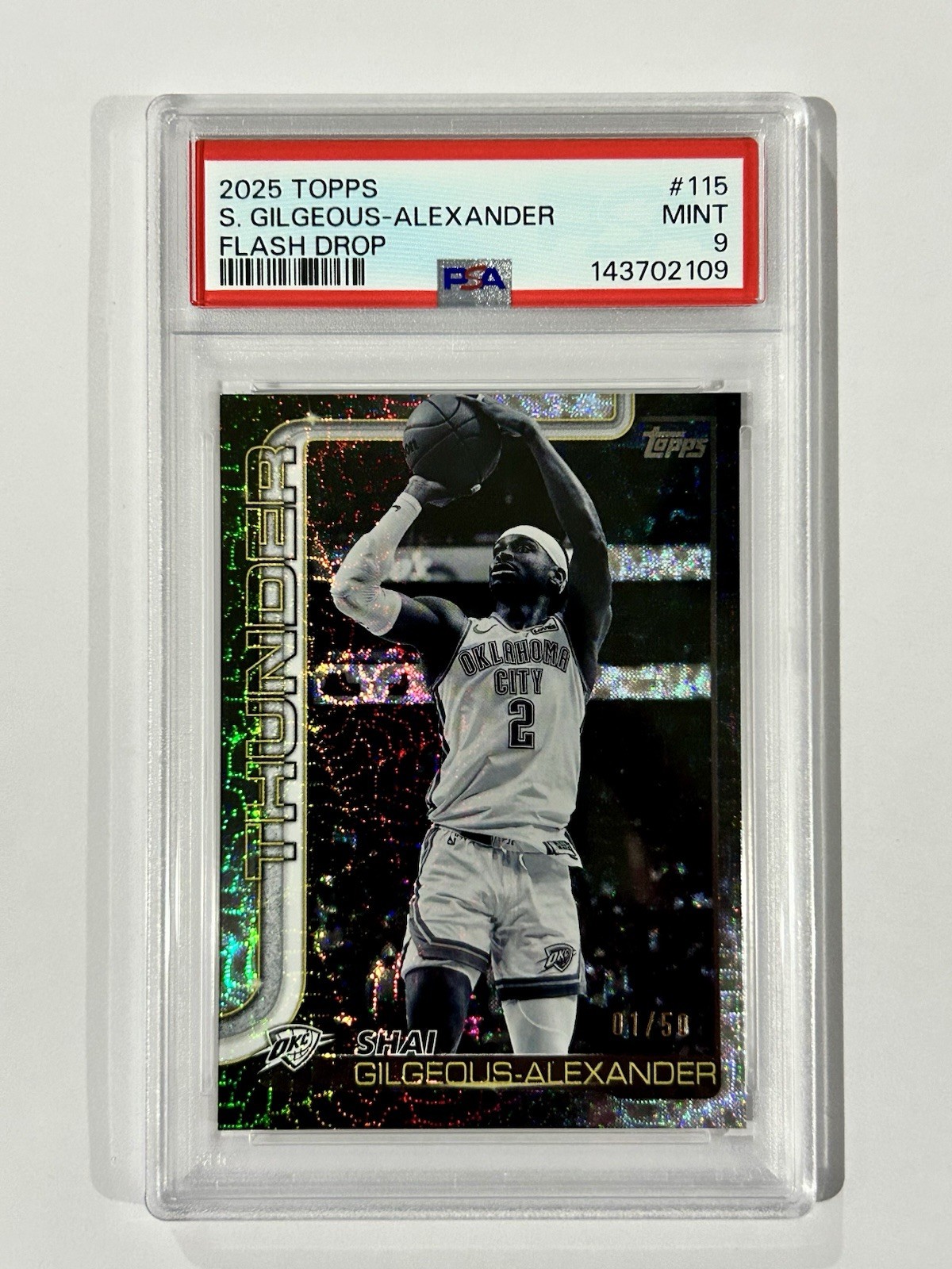 2025 Topps Shai Gilgeous-Alexander Flags Drop /50 FOTL Rare SSP Pop 1 Thunder