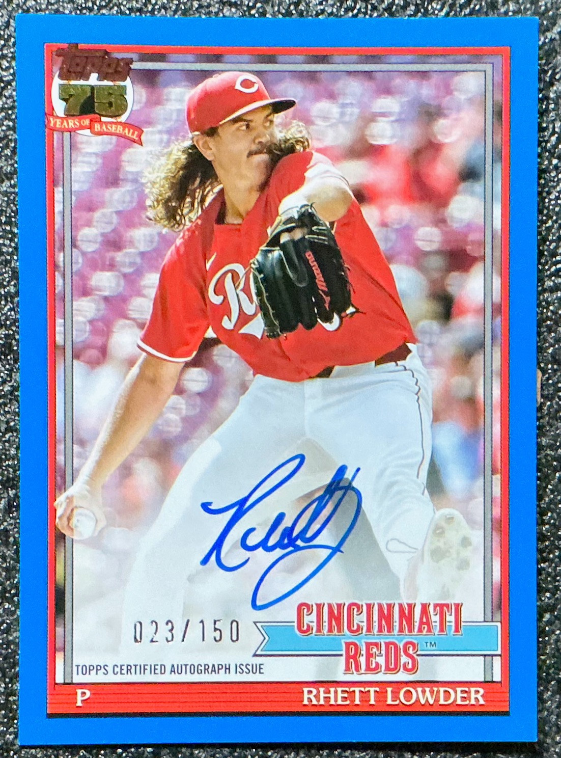 Rhett Lowder 2026 Topps Series 1 #91A-LOW 1991 Topps Autograph Blue /150 (AU)
