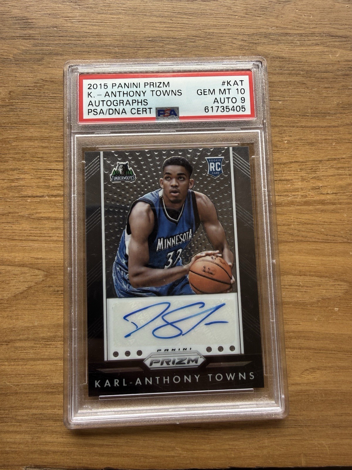 2015-16 Panini Prizm Karl-Anthony Towns Rookie Auto RS-KAT Kentucky PSA 10
