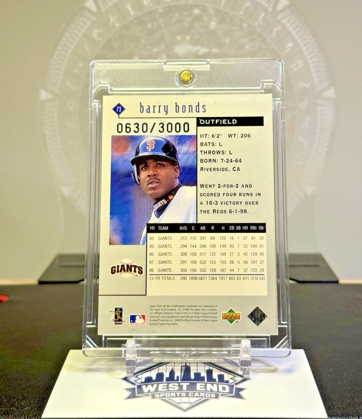 BARRY BONDS 1999 Upper Deck Black Diamond DOUBLE DIAMOND /3000 #73 Giants 💥