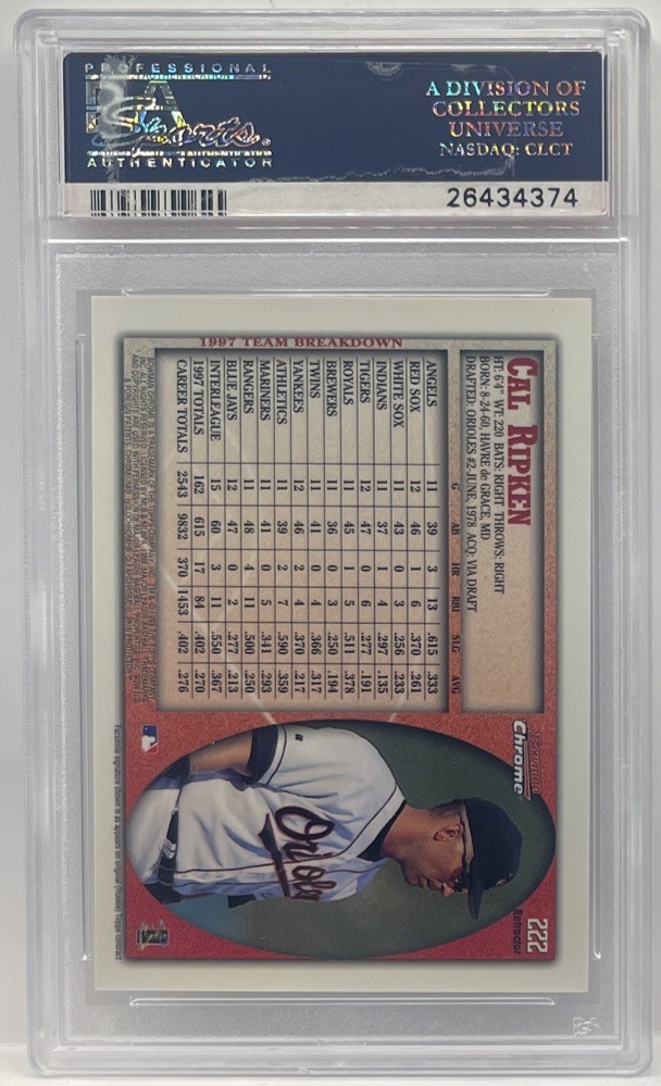 1998 BOWMAN CHROME INTERNATIONAL REFRACTOR #222 CAL RIPKEN JR.! RARE PSA 10 SSP