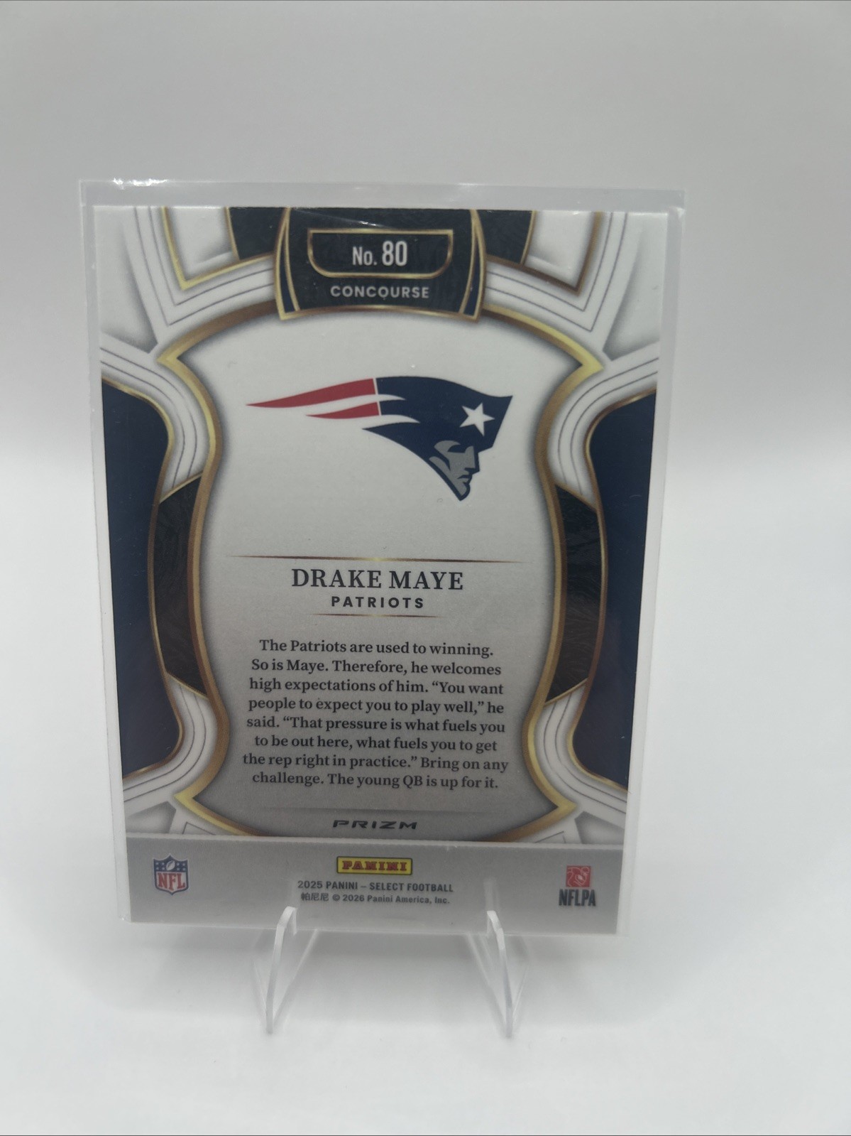 2025 Panini Select – Concourse Drake Maye #80 Red & Blue Shock Prizm