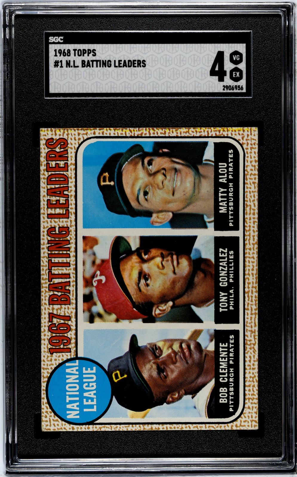 1968 Topps #1 N.L. Batting Leaders SGC 4