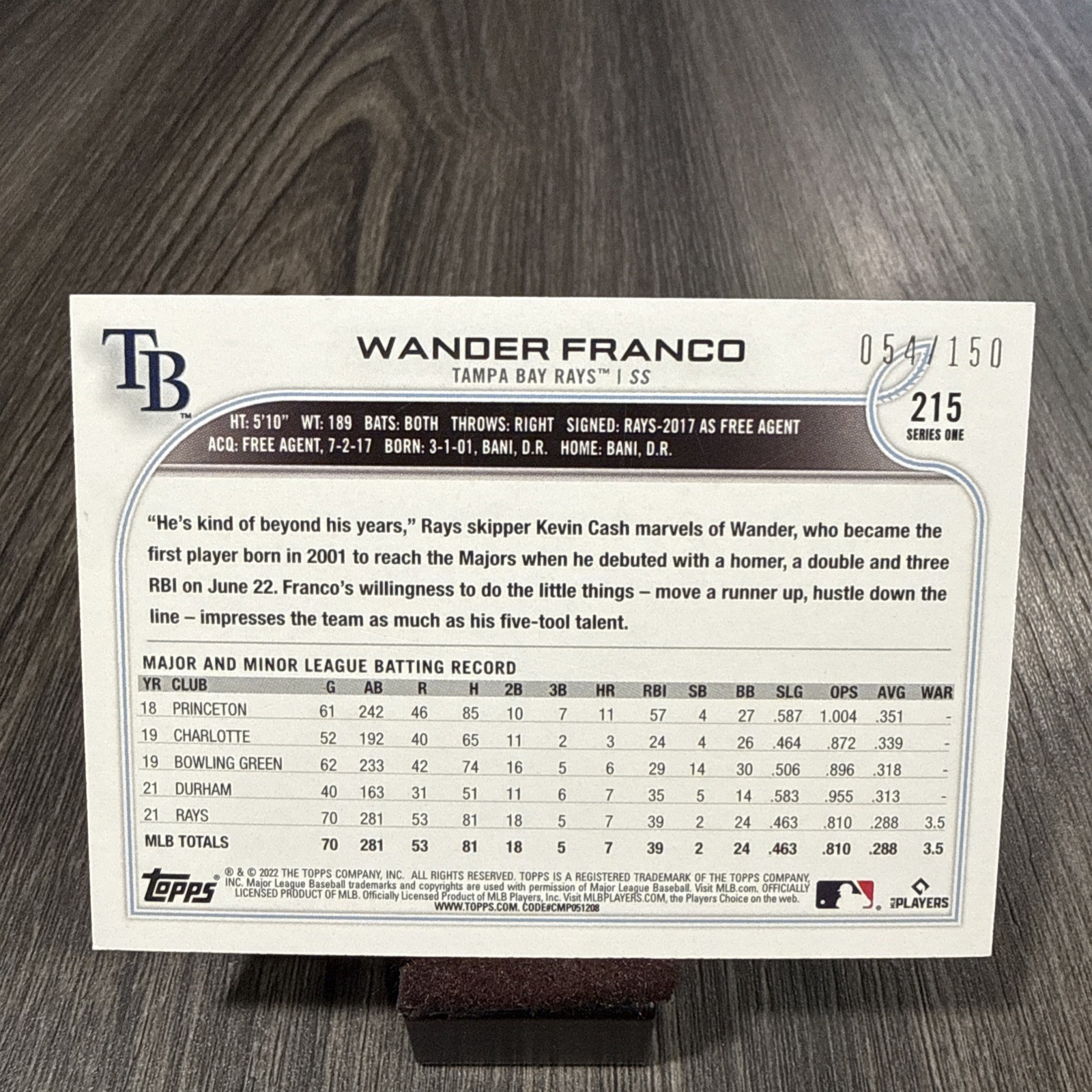 2022 Topps Series 1 1st Edition – Wander Franco #215 Green /150 (RC)