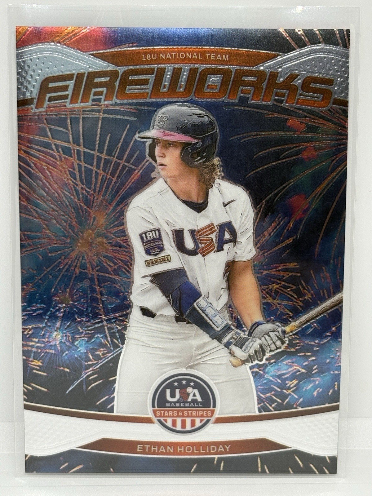 Ethan Holliday Fireworks – 2026 Panini Prizm Stars & Stripes USA Baseball #20