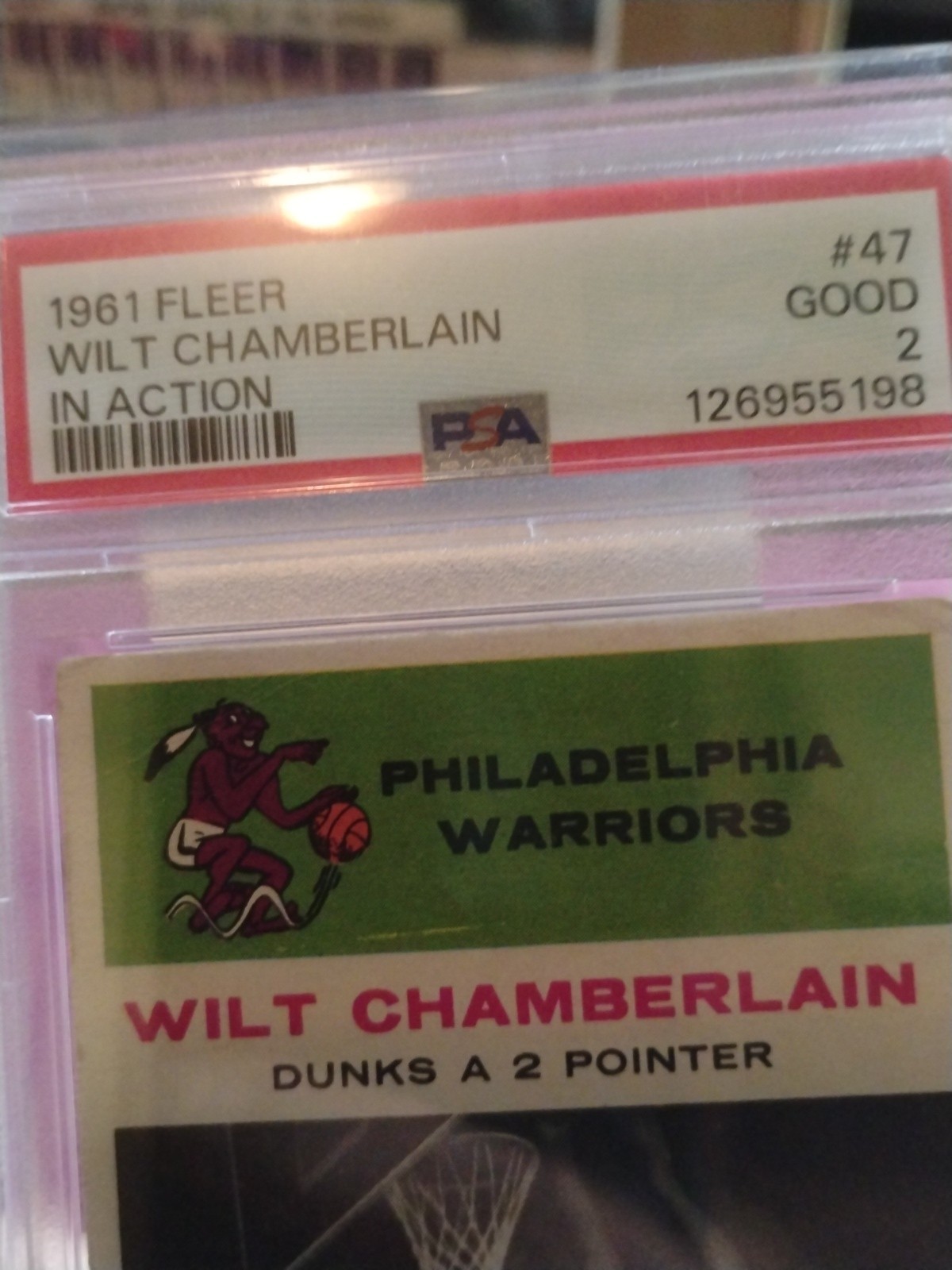 1961 fleer wilt Chamberlain rookie card graded 2 good