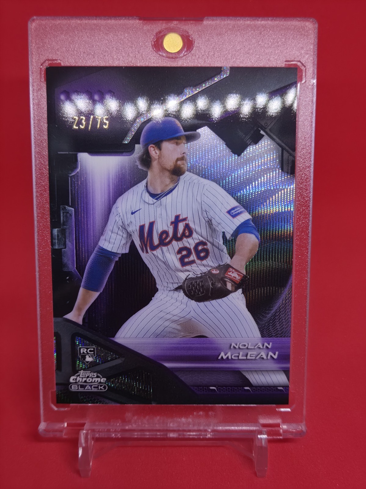 Nolan McLean 2026 Topps Chrome Black RC Purple Wave Refractor /75 Mets GM! ⚾️🔥