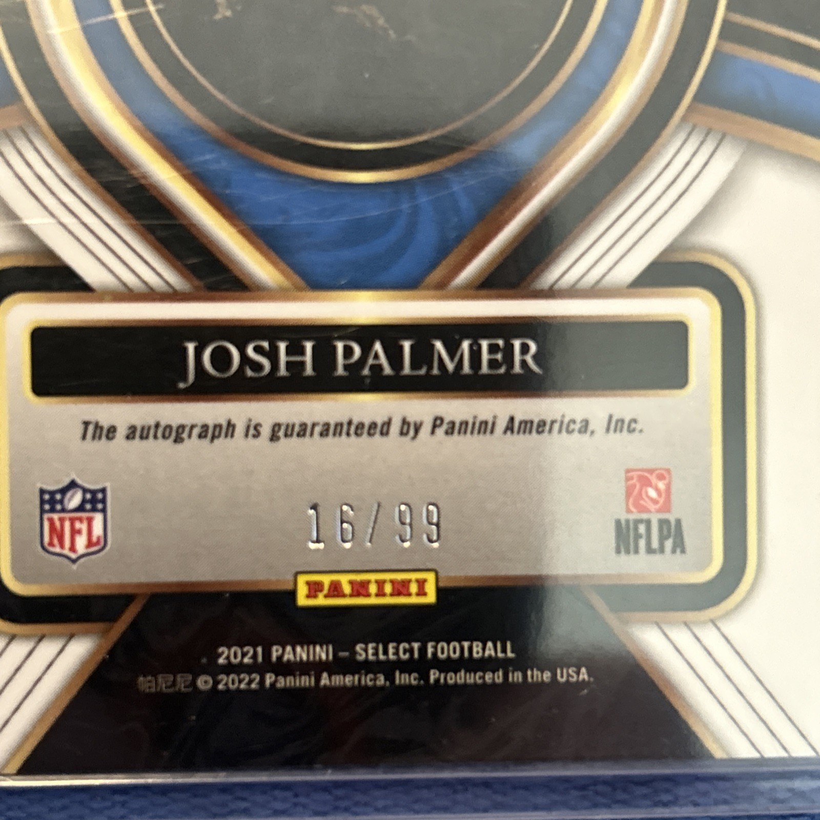 2021 Panini Select Josh Palmer RC Silver Prizm Auto 16/99 #RS-JPA