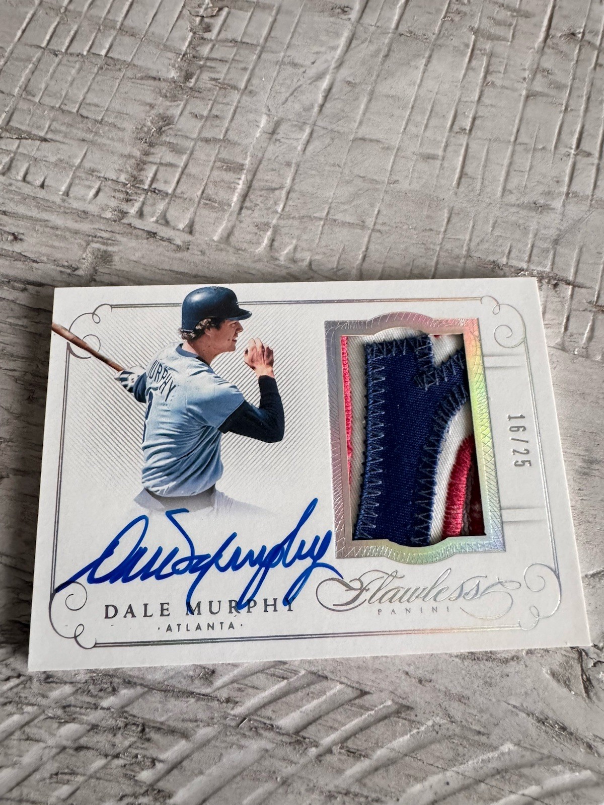 2016 Panini Flawless Dale MURPHY Sick Patch On Card Auto GU Braves 16/25