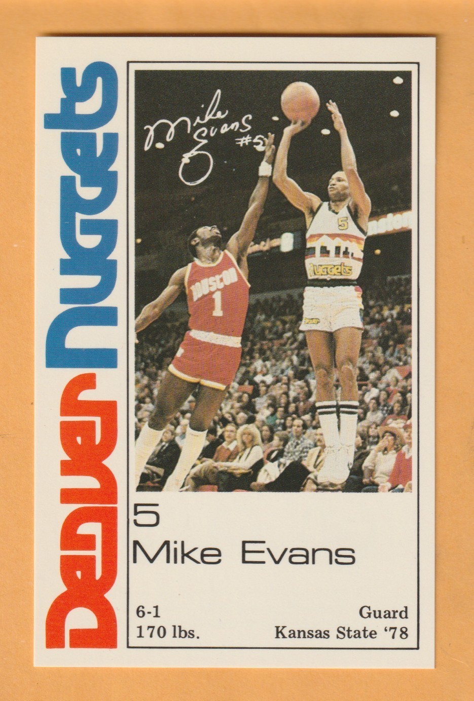 Mike Evans Denver Nuggets 1983-84 Police Card Kansas State Wildcats
