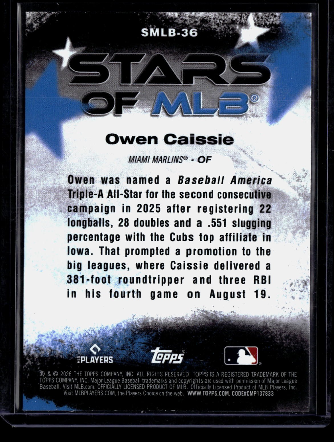 2026 Topps #SMLB-36 Owen Caissie Stars of MLB