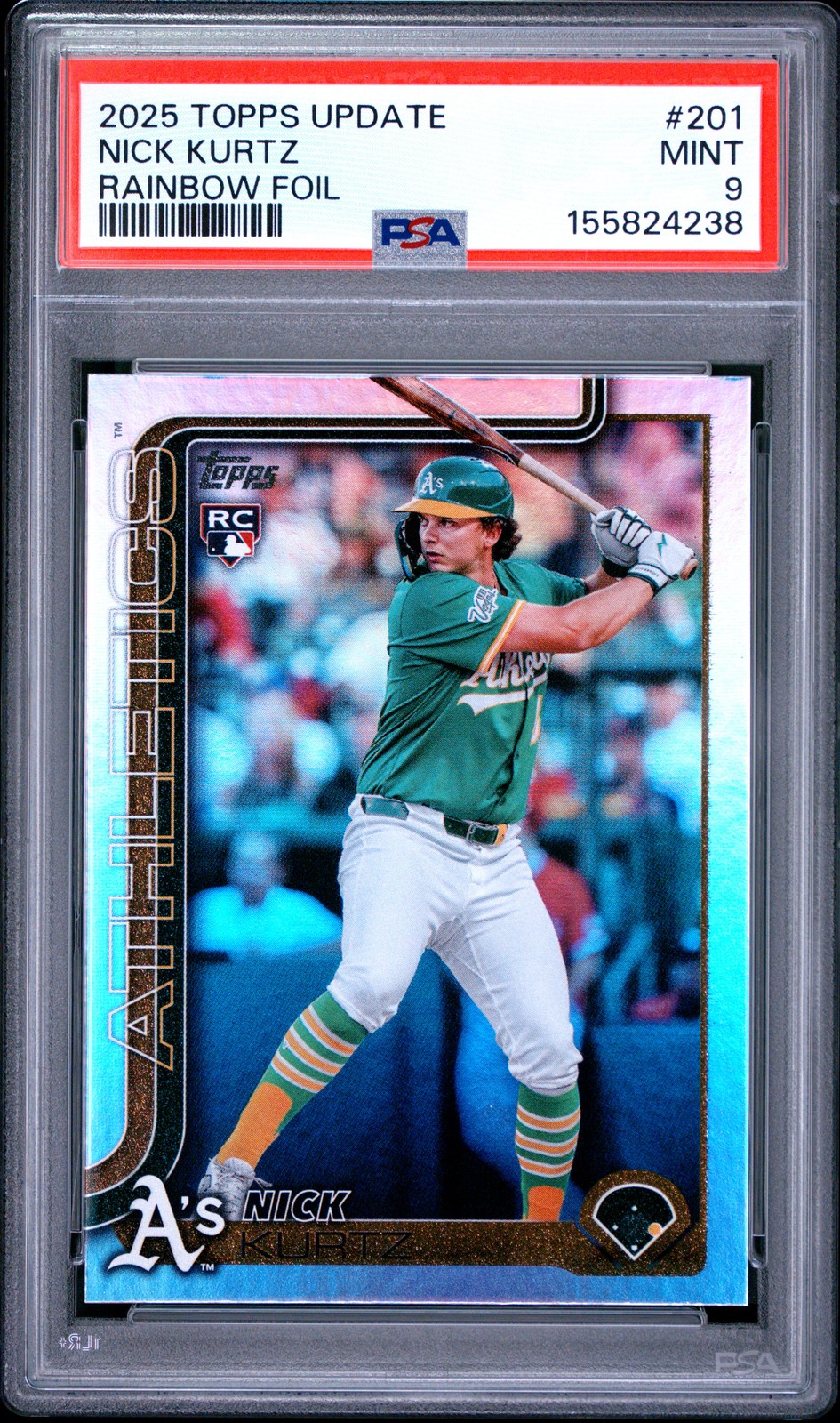 2025 Topps Update #US201 Nick Kurtz Rainbow Foil PSA 9 155824238