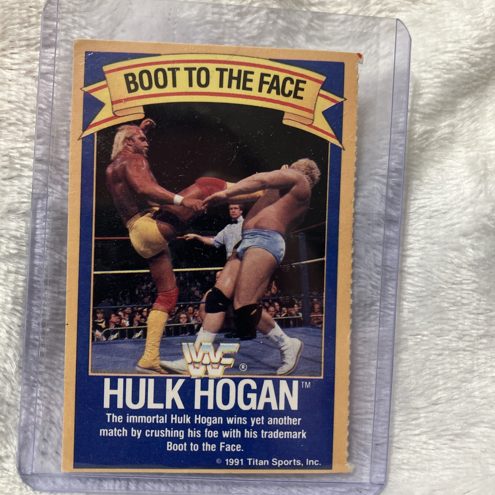 Vintage Hulk Hogan Wrestling Card Gold Bond Ice Cream ” boot to the face ” 1992