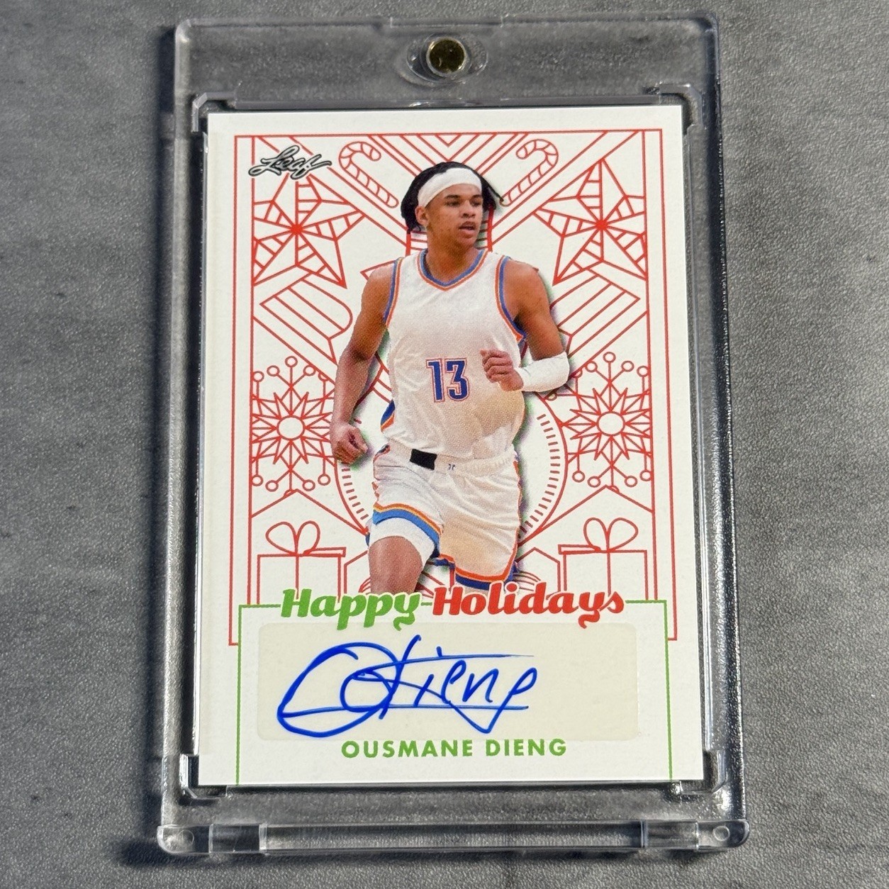 Ousmane Dieng 2023 Leaf Holiday Pack Happy Holidays Auto Oklahoma City Thunder