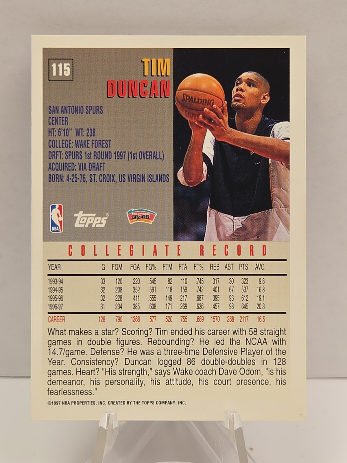 1997-98 Topps – Tim Duncan #115 (RC)