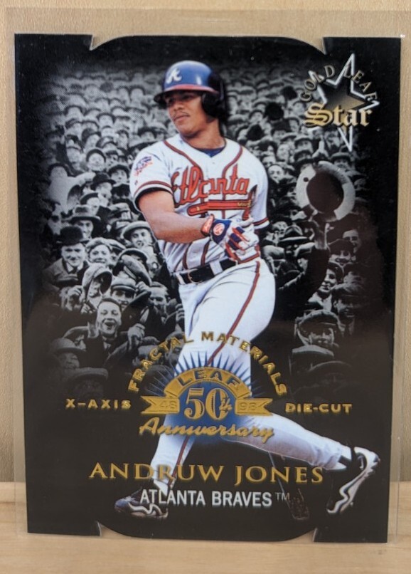 1998 Leaf Fractal Materials PLASTIC X-AXIS DIE CUT #174 Andruw Jones Braves /200