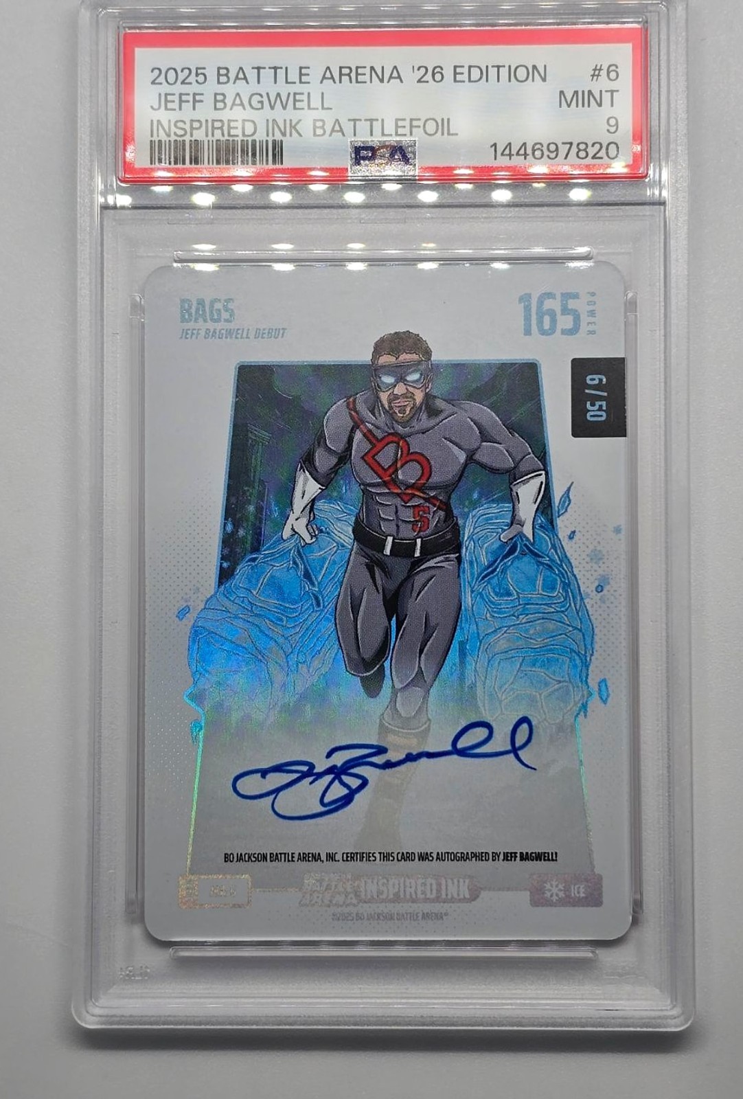 2025 Bo Jackson Battle Arena Jeff Bagwell BAGS Inspired Ink Auto 6/50 PSA 9
