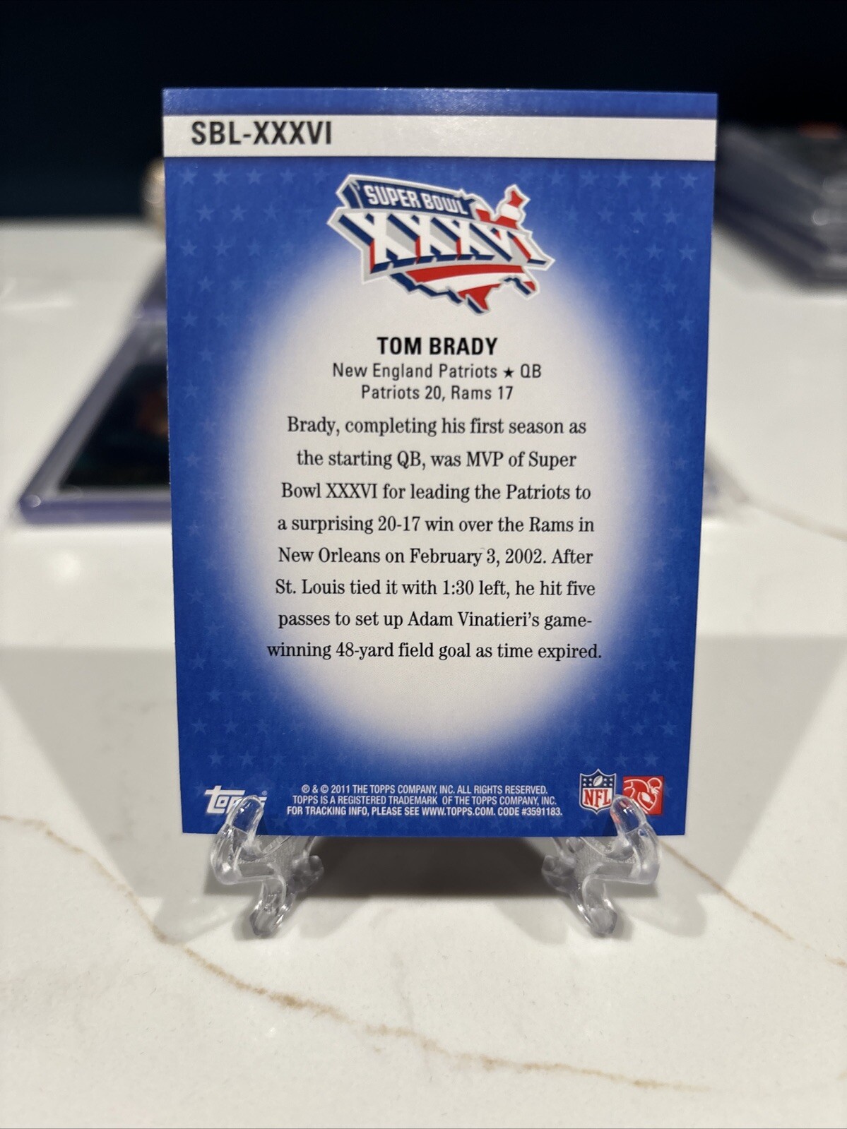 Tom Brady 2011 TOPPS SUPER BOWL LEGENDS SBL-XXXVI INVEST GOAT HOF MVP TB12