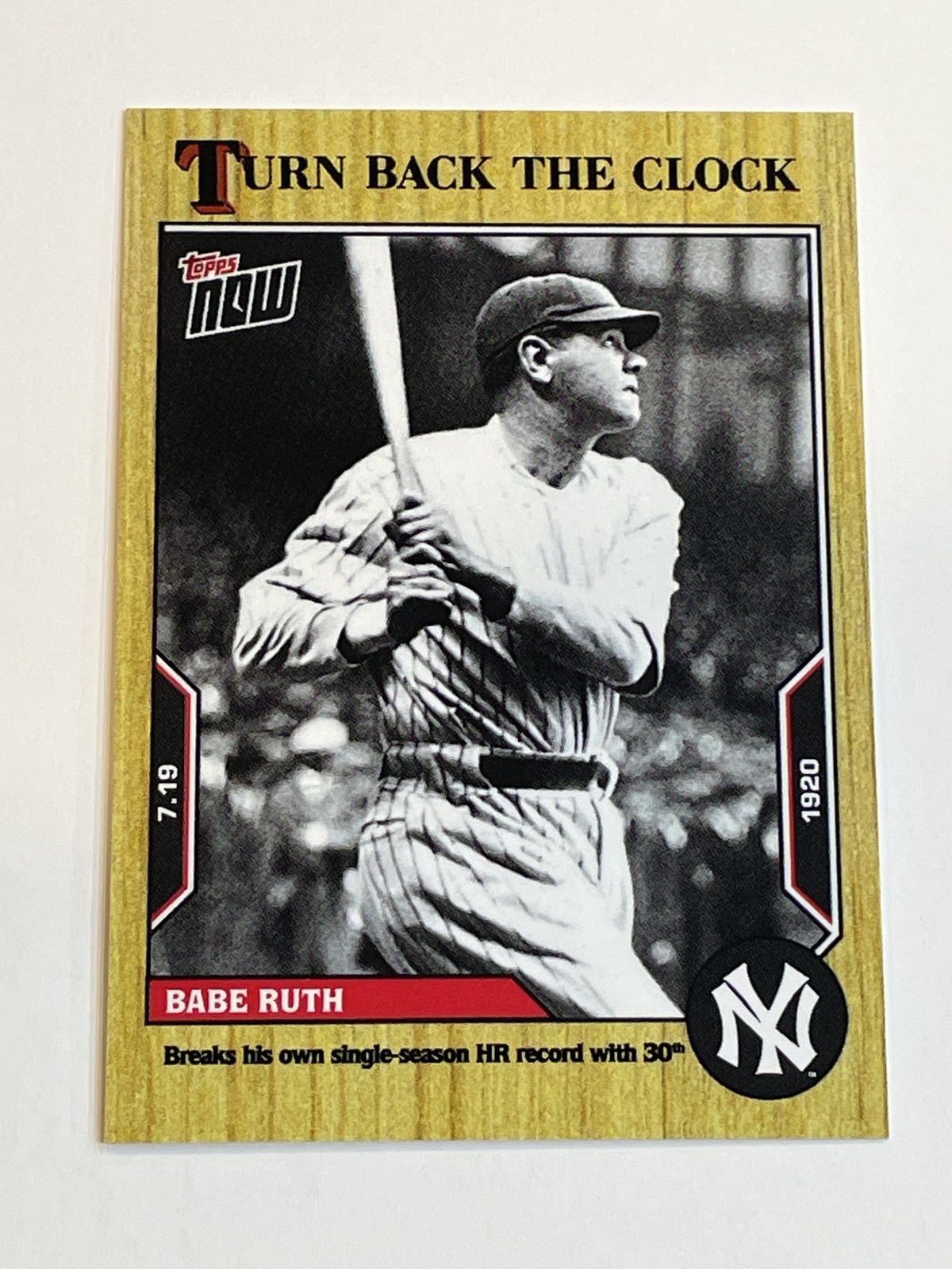 2022 Topps Now Turn Back the Clock Baseball #111 – Babe Ruth – New York Yankees