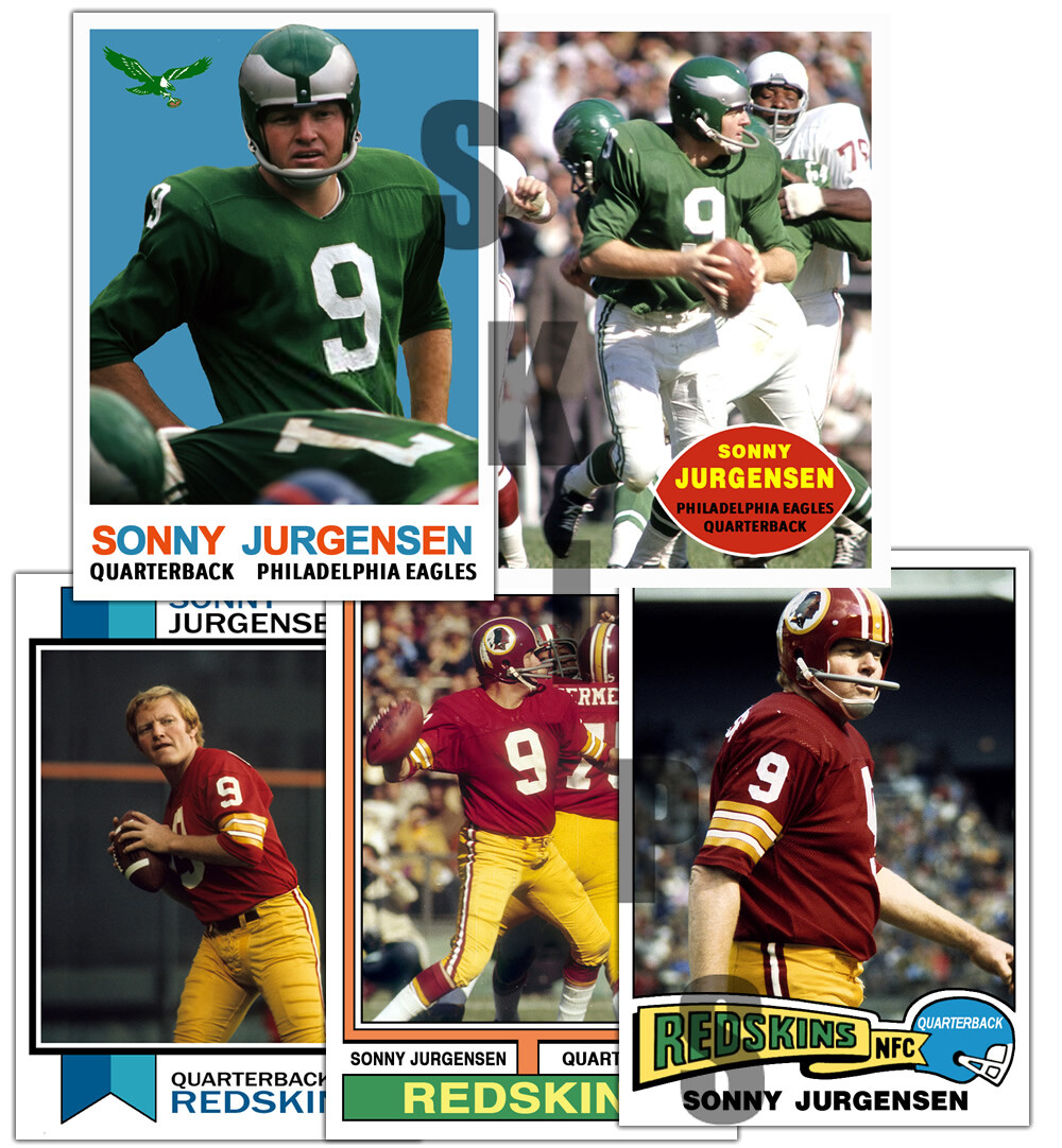 1959 1960 1973-1975 STCC Missing Sonny Jurgensen Eagles Redskins 5 card set HOF
