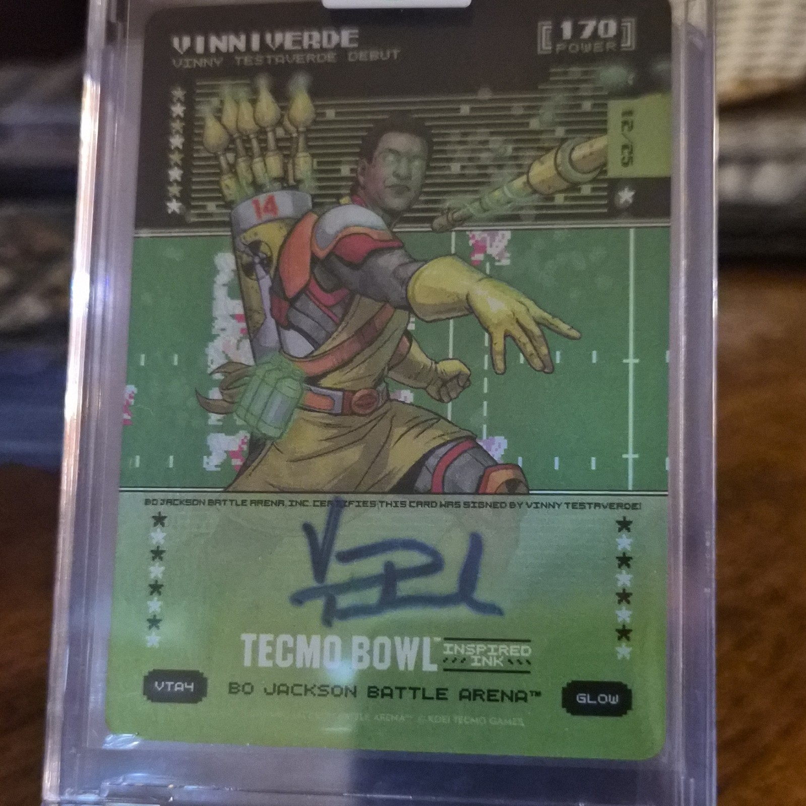 Tecmo Bowl Inspired Ink Bo Jackson Battle Arena Glow Auto VT04 Vinny 12/25