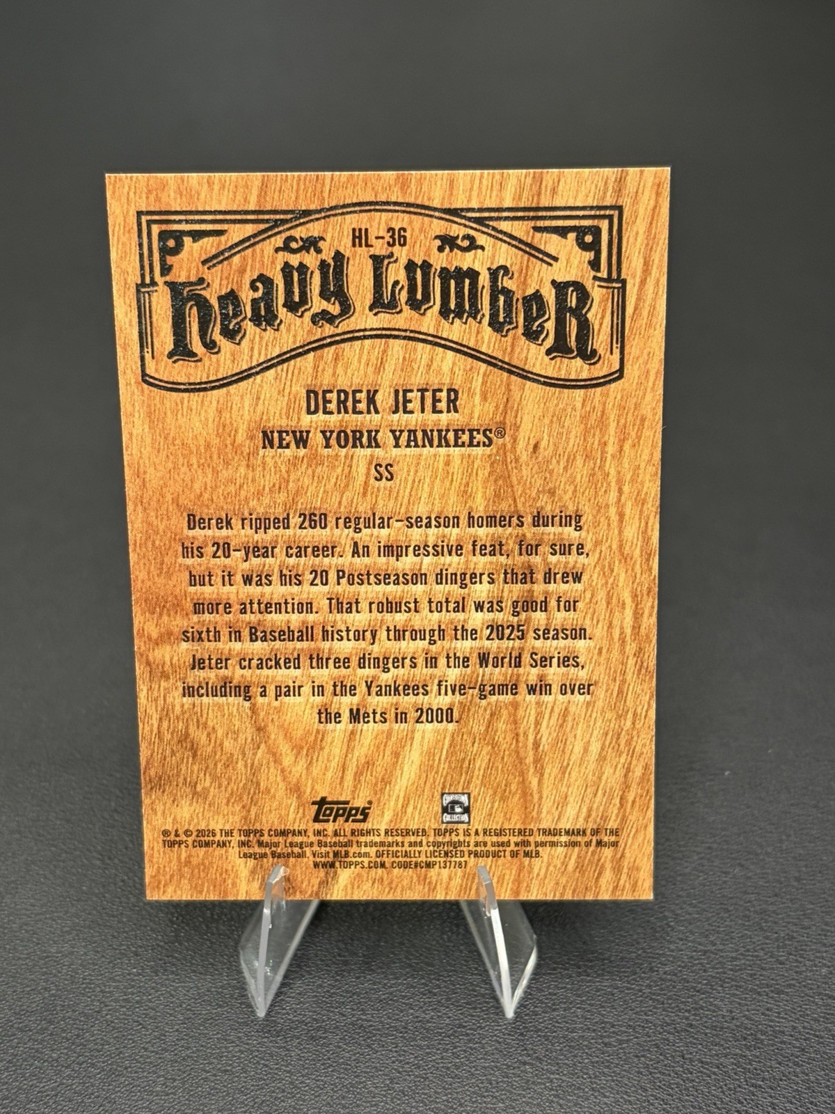 Topps 2026 Topps Heavy Lumber Insert HL-36 Derek Jeter New York Yankees
