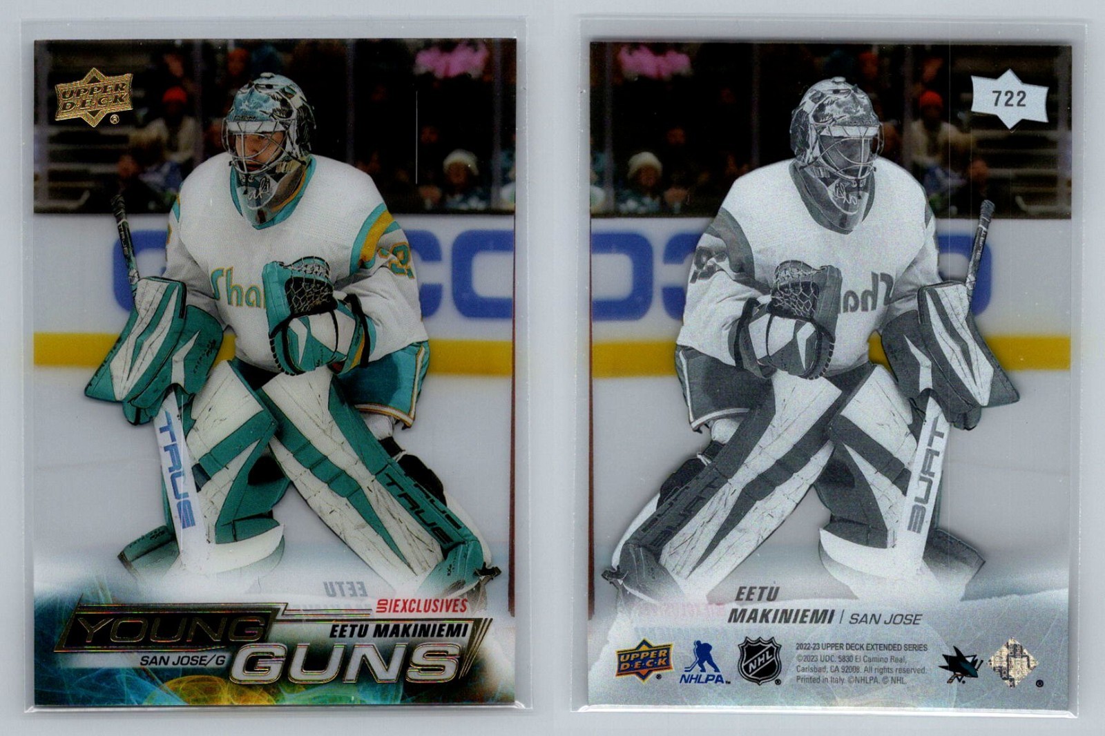 2022-23 Upper Deck Extended Eetu Makiniemi RC Young Guns Clear Cut Exclusive